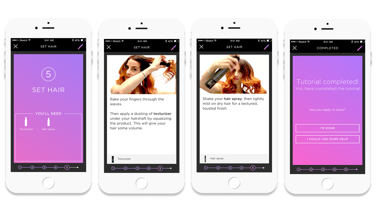 The two tutorial delivery modes: video guidance and paced step-by-step cards